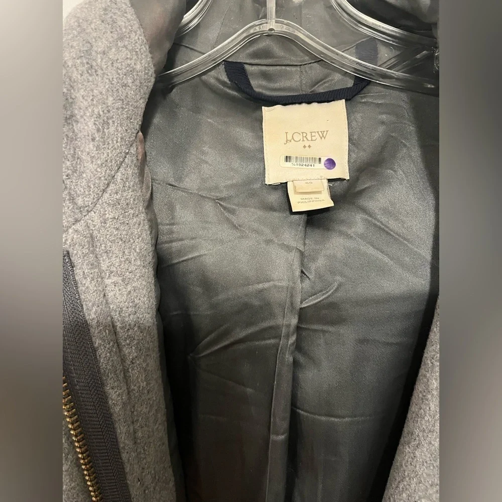 J Crew Grey Wool Parka Jacket Size 00